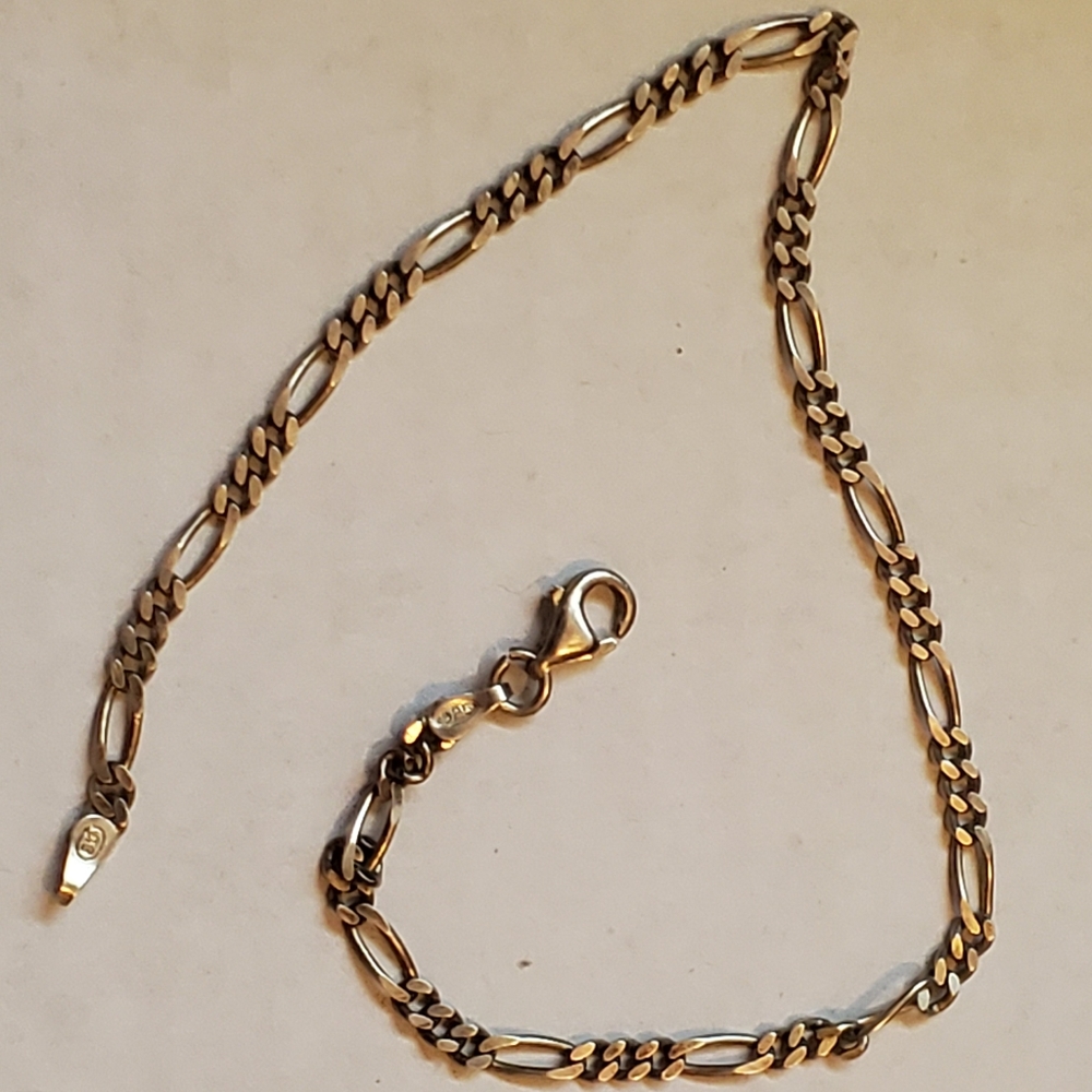 925 Sterling Silver SU Figaro Bracelet